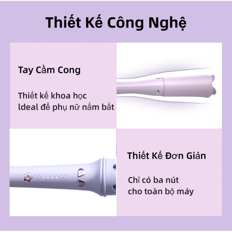 Máy uốn tóc làm xoăn tự động 32mm, Uốn xoăn bảo vệ tóc trục 32mm, giữ tóc suôn mượt bồng bềnh 24h - MUT01