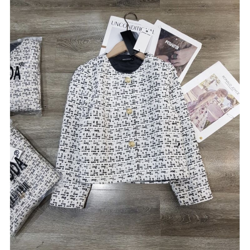 Áo dạ Tweed dài tay V..r  sang xịn .