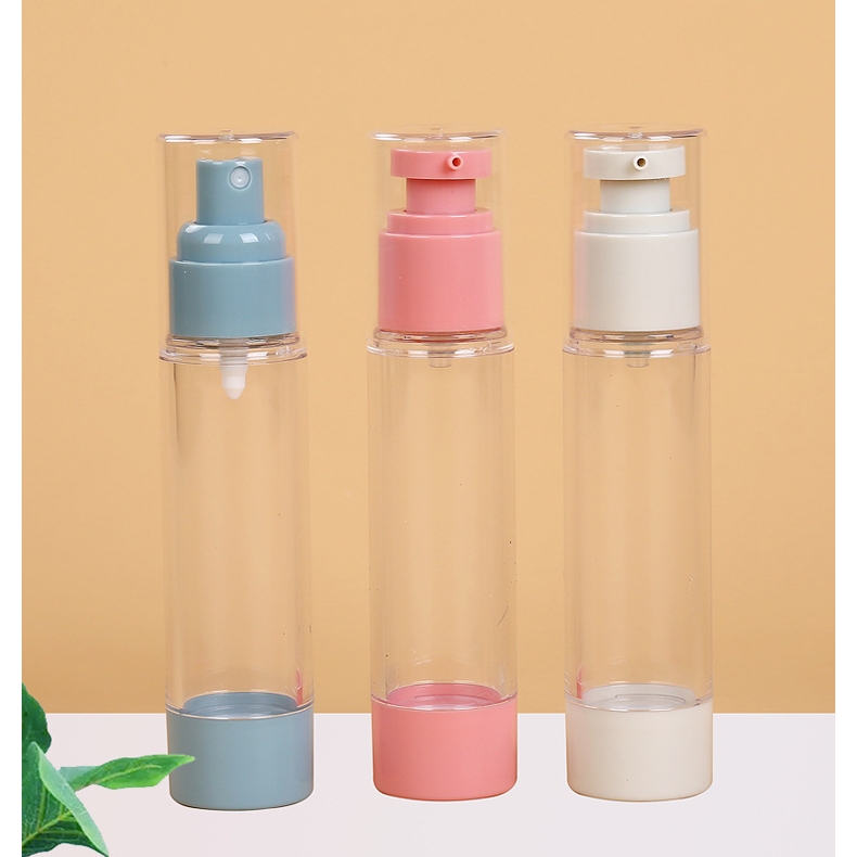 Lọ chiết mỹ phẩm hút chân không màu pastel xinh xắn - đầu bơm và phun sương 🍀 Clovershop68 🍀