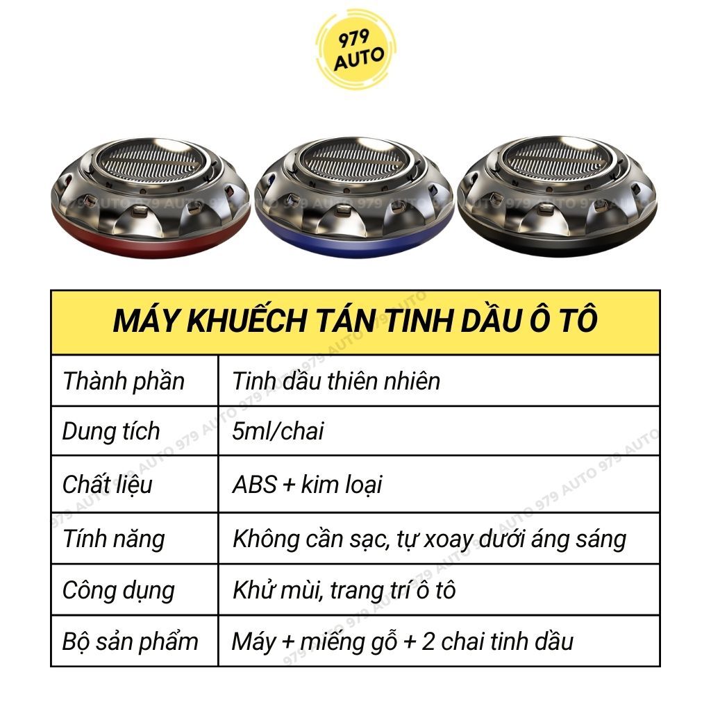 Máy khuếch tán tinh dầu ô tô tự xoay, trang trí xe hơi sang trọng 979auto