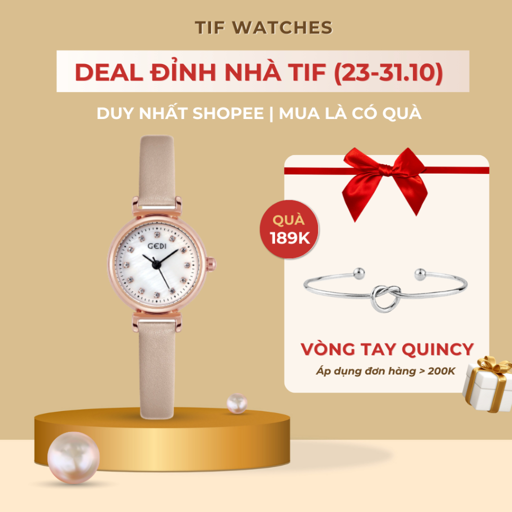 Đồng Hồ Nữ Siêu Nhỏ Đính Đá GRACIE Tif Watches Mặt Khảm Trai Sang Trọng Tặng Quà Người Yêu