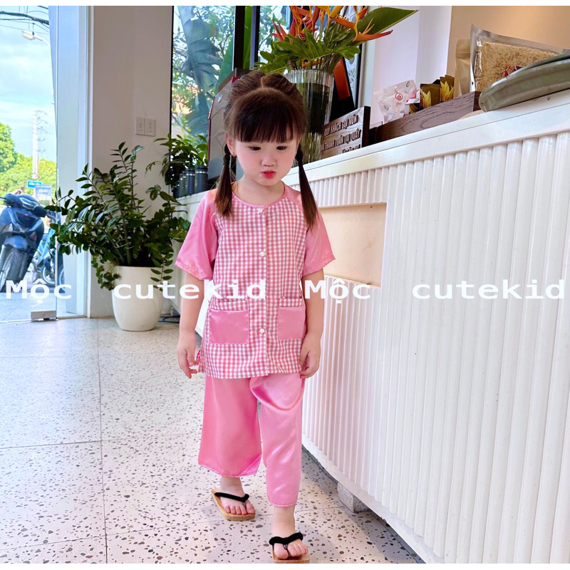 Bà ba cho bé gái CARO HỒNG - HÌNH THẬT - bộ quần áo cho bé gái đi chơi, set đồ đi chơi lễ cho bé gái