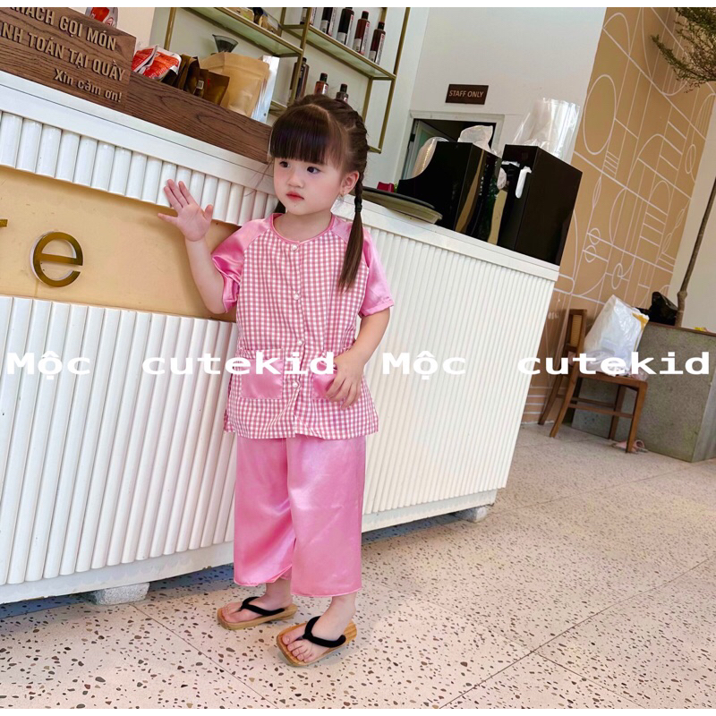 Bà ba cho bé gái CARO HỒNG - HÌNH THẬT - bộ quần áo cho bé gái đi chơi, set đồ đi chơi lễ cho bé gái