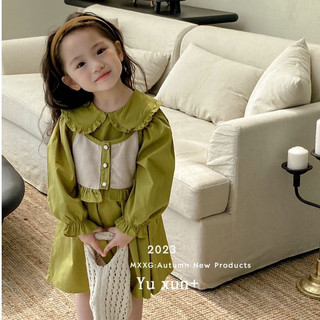 Sét váy thu đông cho bé gái HK KIDS, sét váy dài tay và áo Gile Quảng Châu xinh xắn cho bé từ 1-6 tuổi