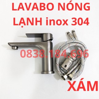 Vòi lavabo nóng lạnh cao 20 cm inox 304, vòi rửa mặt inox 304, 2022