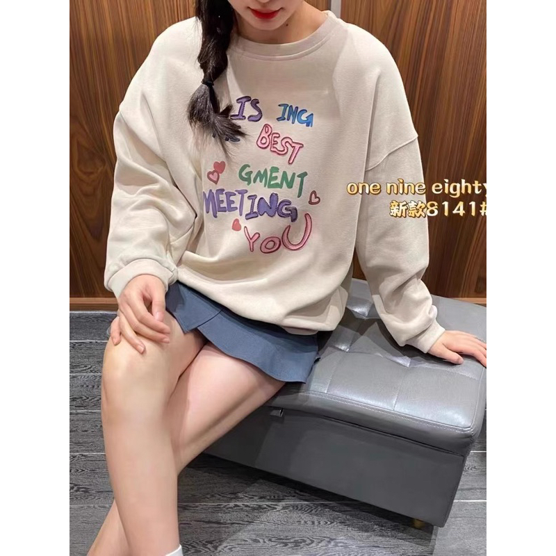 Áo sweater nỉ dài tay cổ tròn kèm gấu bông nhỏ dễ thương chữ YOU cho bạn gái