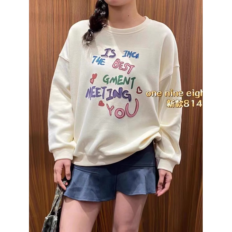 Áo sweater nỉ dài tay cổ tròn kèm gấu bông nhỏ dễ thương chữ YOU cho bạn gái