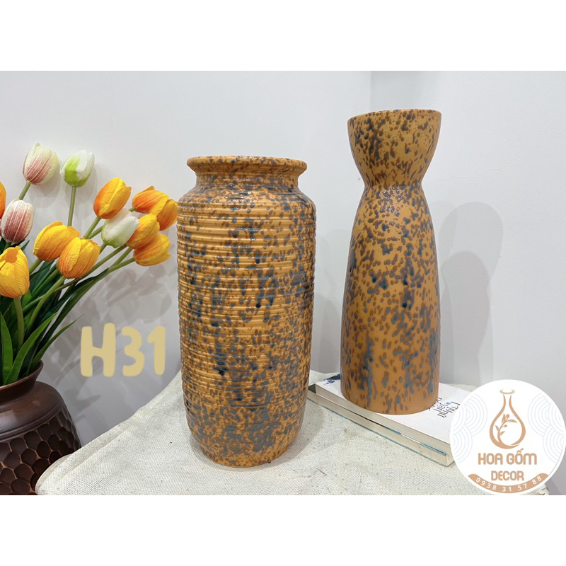 Bình gốm Bát Tràng cổ loe L22