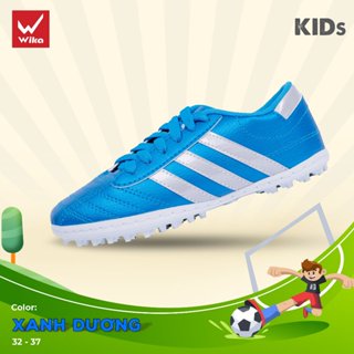  Giày Đá Bóng Trẻ Em Wika 3 Sọc Chính Hãng Da Pu Cao Cấp Đinh TF Khâu Full Đế 