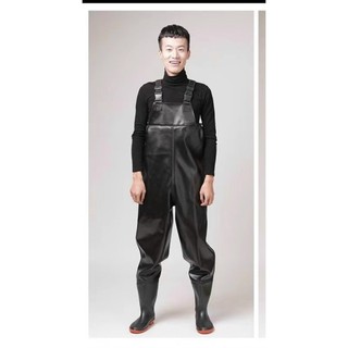 Ủng yếm lội nước đế cứng size 38-43 màu nâu, ủng lội nước liền quần chất liệu PVC xuất xứ Trung Quốc