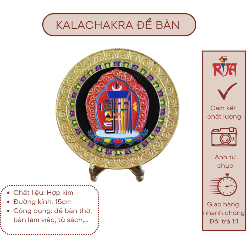 Kalachakra (Thập tự tại) để bàn Mật Tông đường kính 15cm - Rita Shop