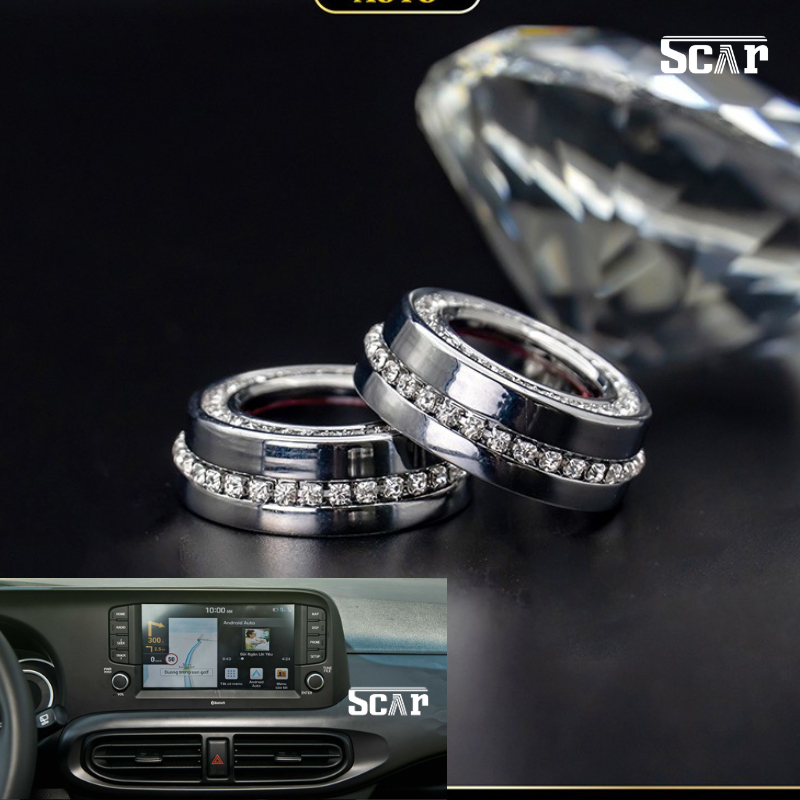 Đính đá nội thất xe Hyundai i10 2022-2023 chất liệu đá cao cấp Swarovski sang trọng