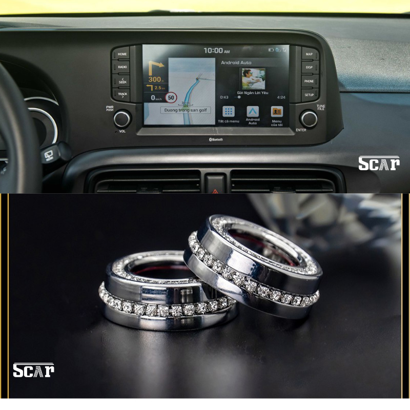 Đính đá nội thất xe Hyundai i10 2022-2023 chất liệu đá cao cấp Swarovski sang trọng