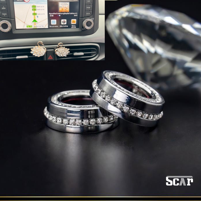 Đính đá nội thất xe Hyundai i10 2022-2023 chất liệu đá cao cấp Swarovski sang trọng