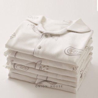 Bộ ngủ pyjamas dài cotton tự nhiên bé trai bé gái - bơ xám