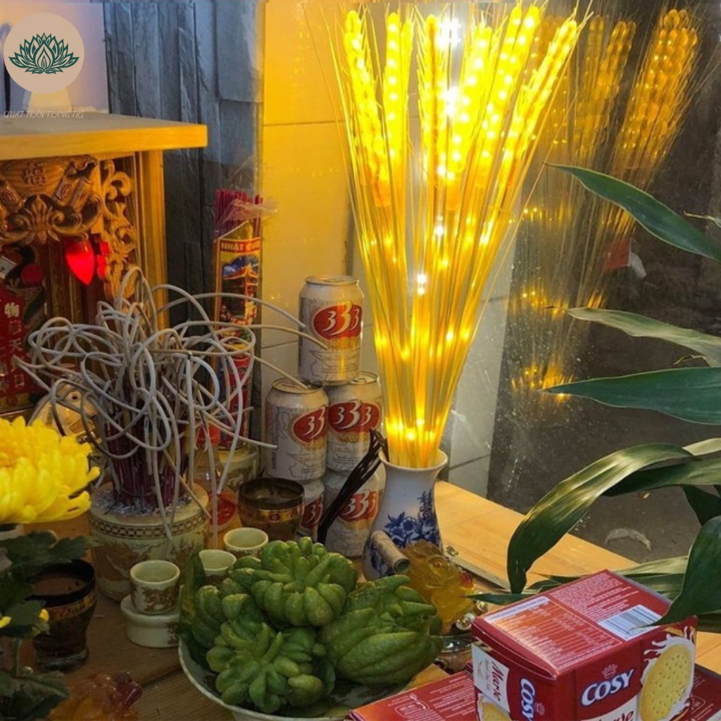 Đèn Led Bông Lúa Vàng Tài Lộc, Trang Trí Ban Thờ Gia Tiên, Ban Thần Tài Thổ Địa, Trang Trí Sân Vườn - HN