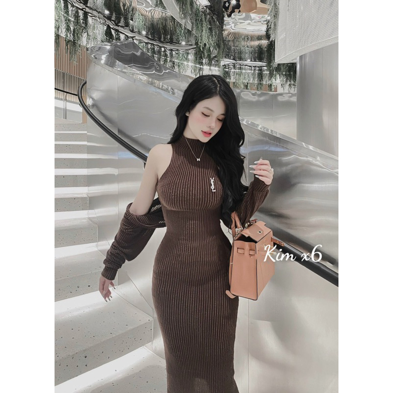 Set váy y.s.l ba lỗ body len tăm, kèm cadigan tông dáng