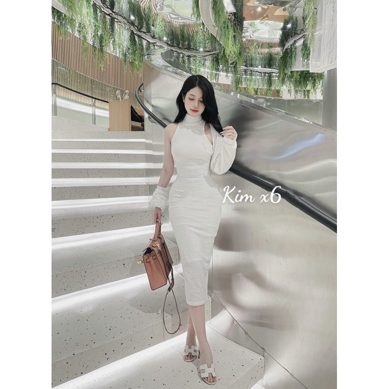 Set váy y.s.l ba lỗ body len tăm, kèm cadigan tông dáng