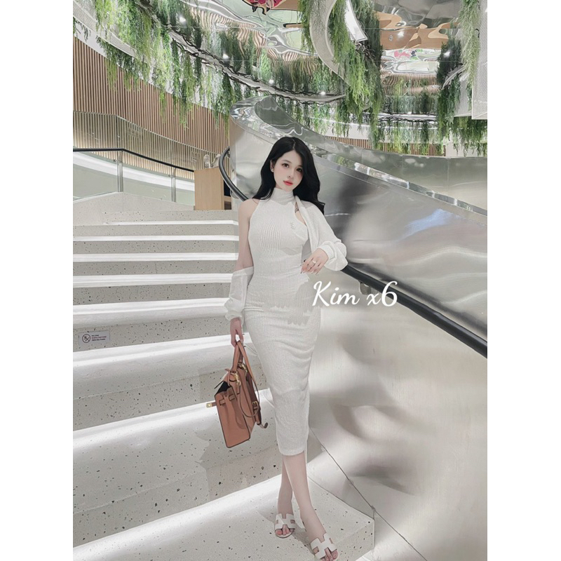 Set váy y.s.l ba lỗ body len tăm, kèm cadigan tông dáng