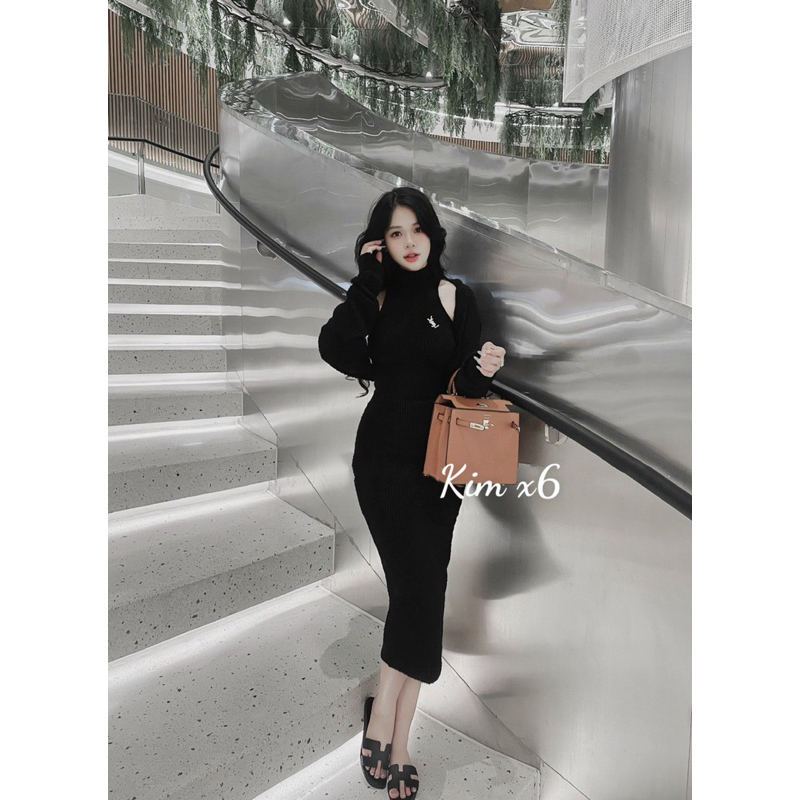 Set váy y.s.l ba lỗ body len tăm, kèm cadigan tông dáng