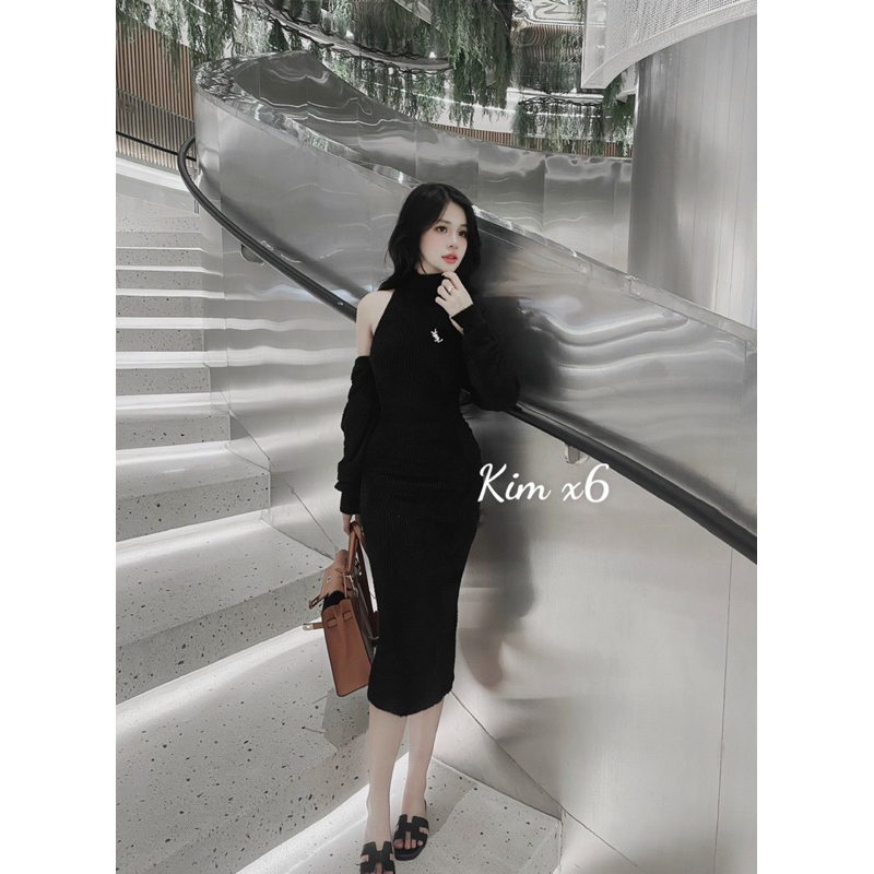 Set váy y.s.l ba lỗ body len tăm, kèm cadigan tông dáng