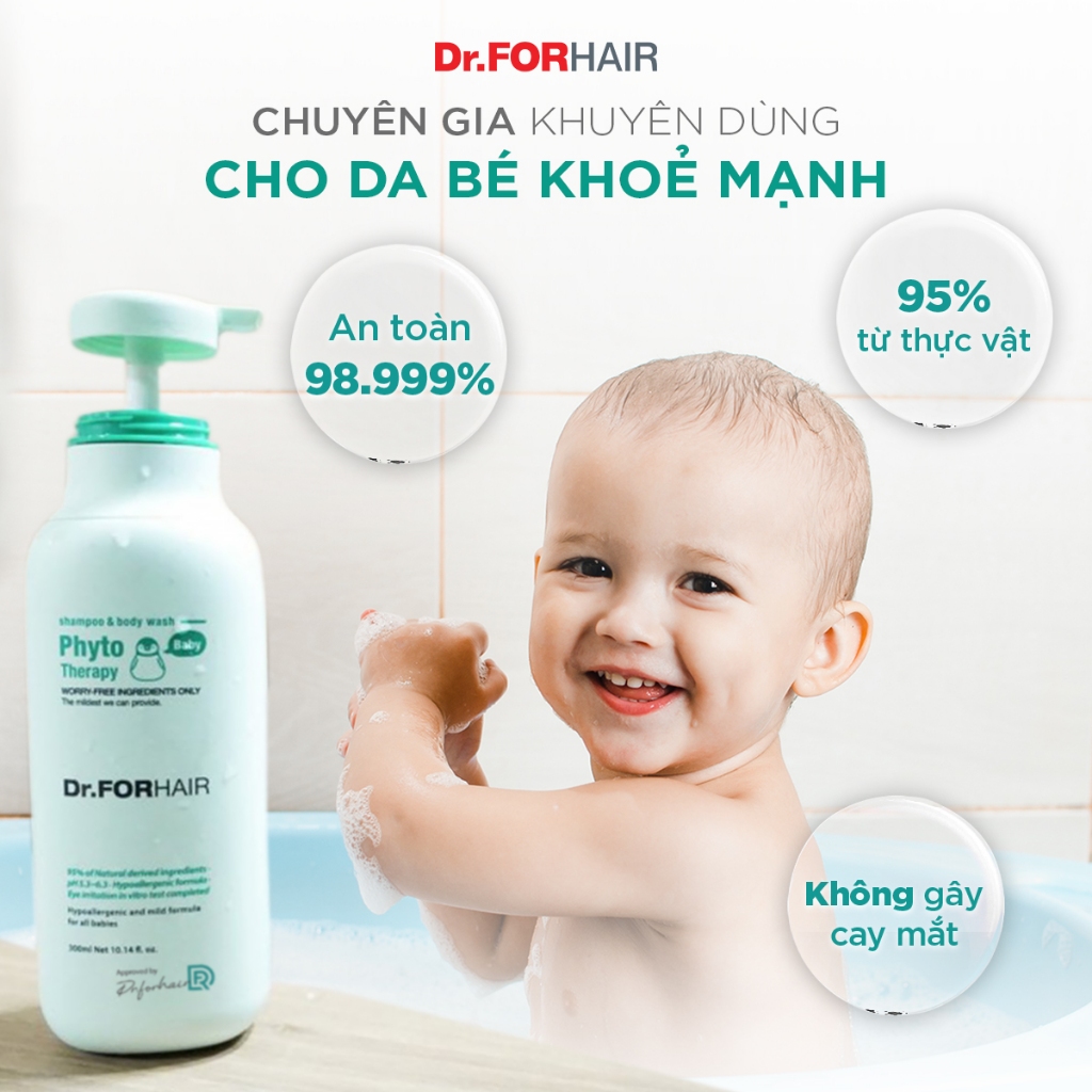 Bộ 2 chai sữa tắm gội dịu nhẹ toàn thân cho bé 2 trong 1 chiết xuất thực vật Dr.FORHAIR