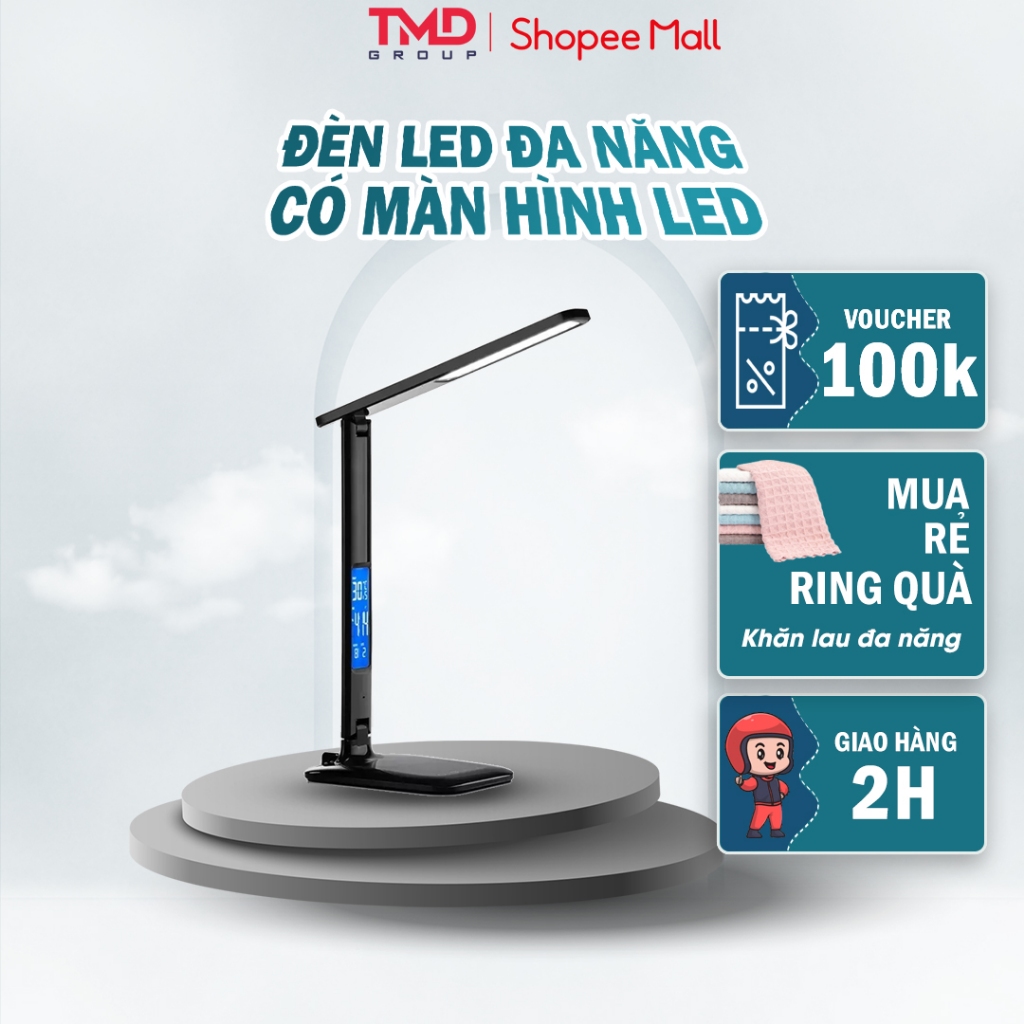 Đèn học chống cận TMD GROUP - Đèn led gấp gọn 7 chức năng ưu việt, Sạc không dây 10w, 3 cường độ ánh sáng tuỳ chỉnh