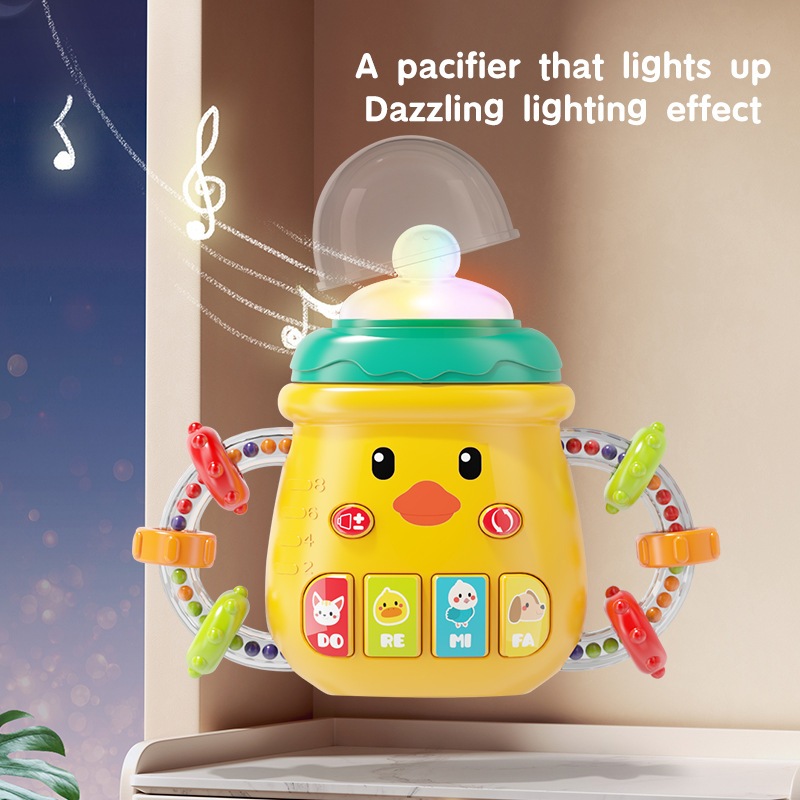 Đồ Chơi Bình Sữa Ngậm Nướu, Phát Sáng, Phát Nhạc Tiếng Anh, Xúc Sắc Cho Bé 3M+