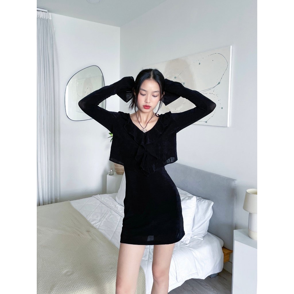 Đầm body quyến rũ Viibodysuit, Đầm boy trễ vai sexy tay loe , set bán lẻ | ADELA DRESS | Secodee