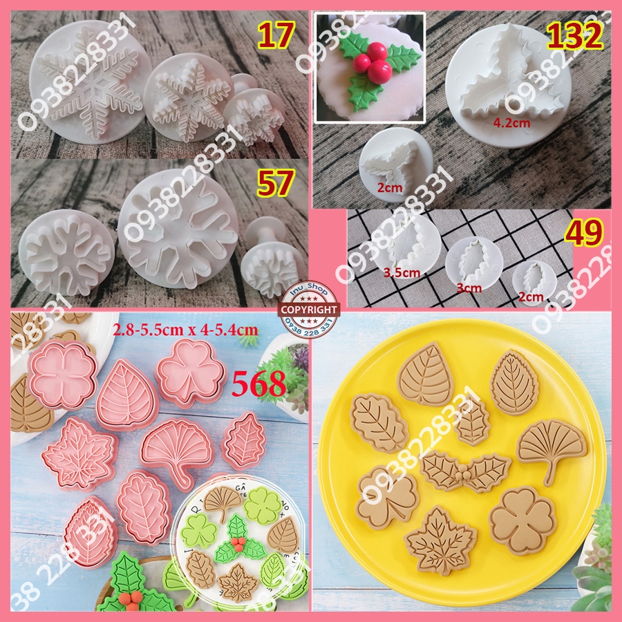 HCM - Bộ 4 khuôn cutter nhấn lò xo làm bánh quy ông già noel mừng giáng sinh christmas BCT