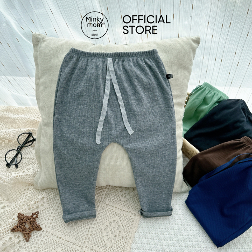 Quần Dài Cho Bé Trai, Bé Gái KIMCHIBABY Vải Thun Tăm Dây Rút, Quần Jogger Đũng Rộng Hàn Quốc Cho Bé KCQD306