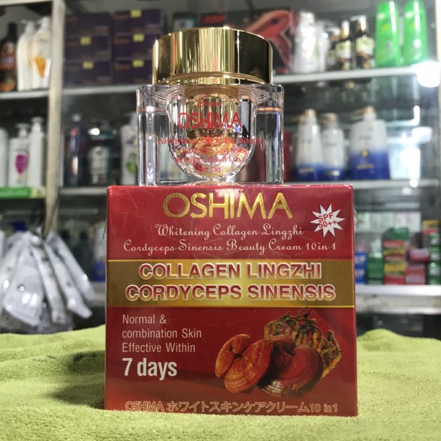 Kem OSHIMA dưỡng trắng da cao cấp Collagen _ Linh Chi_ Đông Trùng Hạ Thảo 10in1 35g