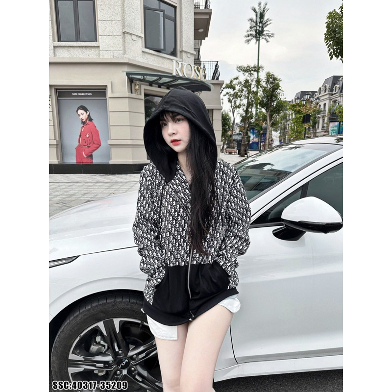 Áo khoác mũ Dior An Thuyên vân monogram siêu xịn hàng cao cấp hot trend 2023