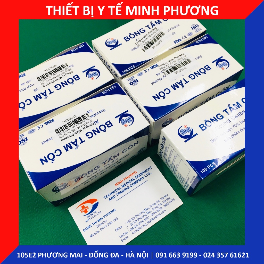 Bông tẩm cồn tiệt trùng hộp 100 miếng An Lành