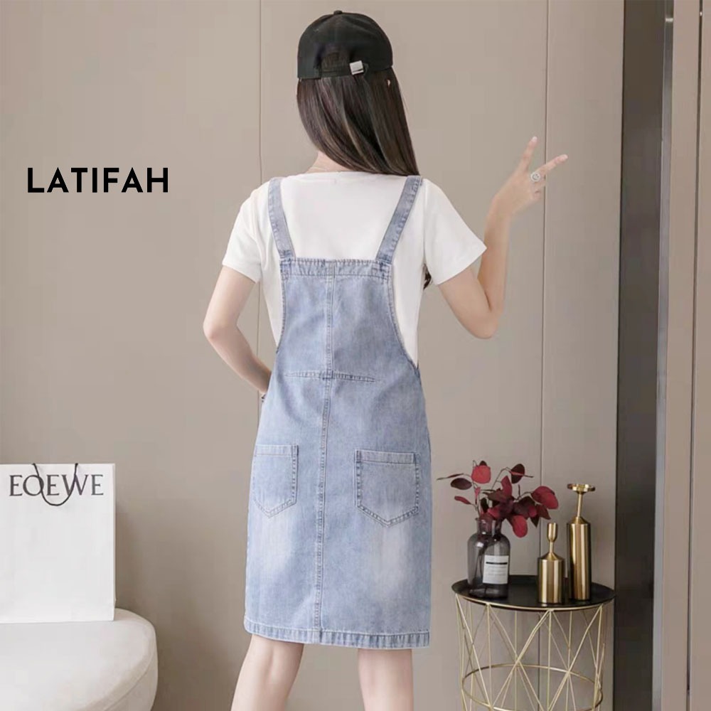 Yếm váy jean LATIFAH form rộng YJ034 phong cách hàn quốc