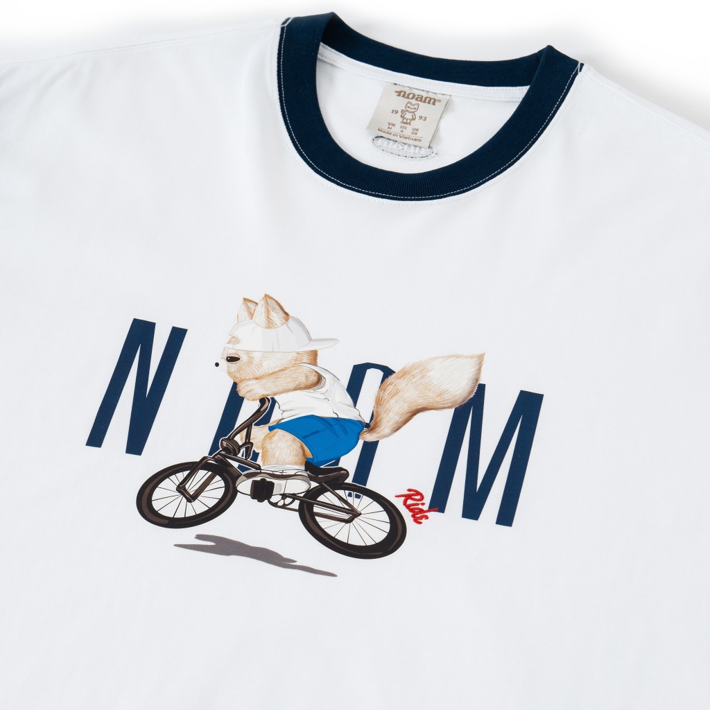 Áo thun Form rộng NOAM Nafox Dynamic Cycling 100% Cotton - Màu đen/trắng/xanh navy