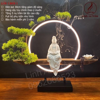 Thác Khói Trầm Hương có đèn Led - Thác Phật Tặng 05 nụ Trầm cao cấp