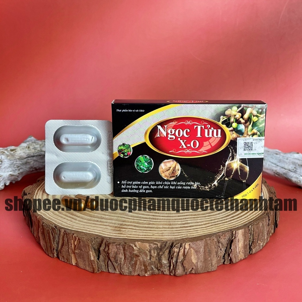 Viên uống giải rượu NGỌC TỬU X-O giảm các triệu chứng khó chịu khi uống bia, rượu, giảm tác hại đến gan – Hộp 4 viên