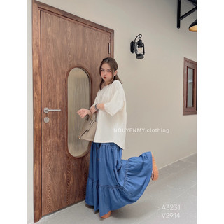 Áo thun Thái + chân váy denim ( Hình ảnh chính chủ by NguyenMy)