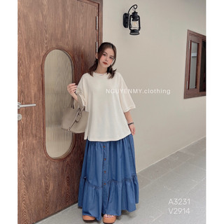 Áo thun Thái + chân váy denim ( Hình ảnh chính chủ by NguyenMy)