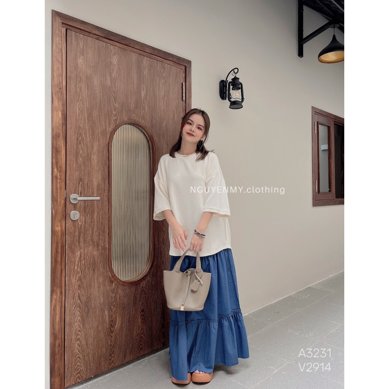 Áo thun Thái + chân váy denim ( Hình ảnh chính chủ by NguyenMy)
