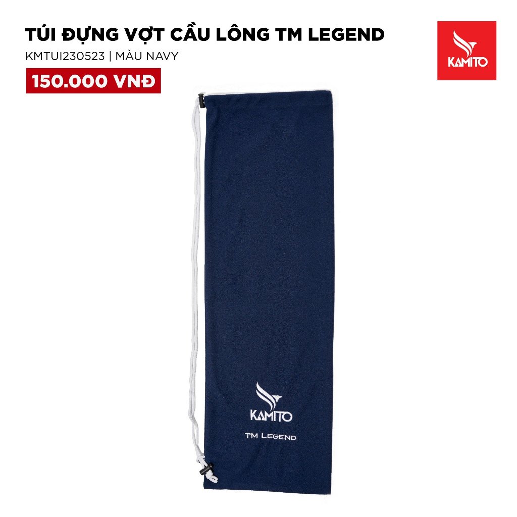 Túi rút đựng vợt cầu lông Kamito TM Legend dày 2 lớp, 100% Polyester, logo thêu đẹp, bền, đựng 3 - 4 vợt