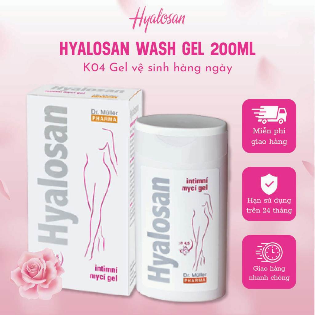 Gel Vệ Sinh Hàng Ngày Hyalosan Wash Gel DrMuller Pharma 200ml Cực Kỳ An Toàn, Lành Tính Mùi Thơm Dễ Chịu Cho Chị Em Phụ