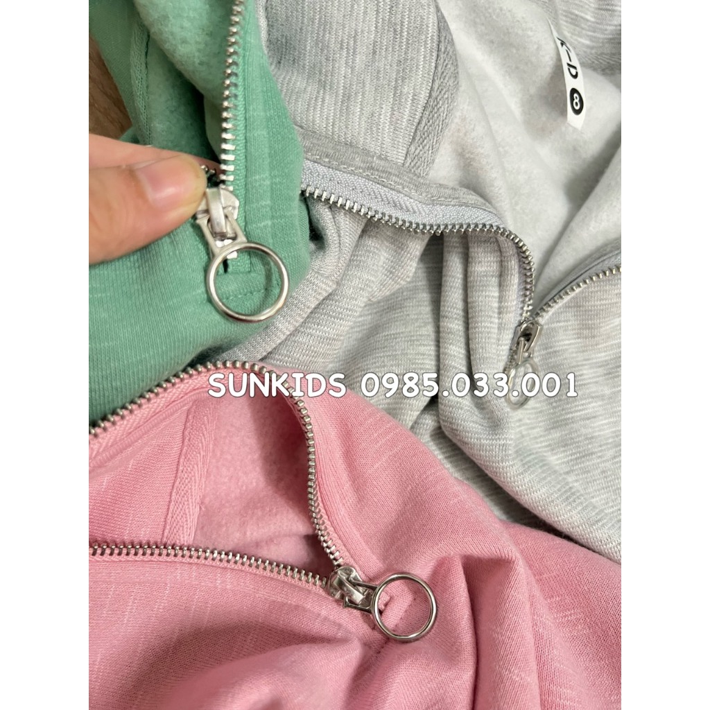 Áo thu đông nỉ bé gái khóa cổ 3 màu