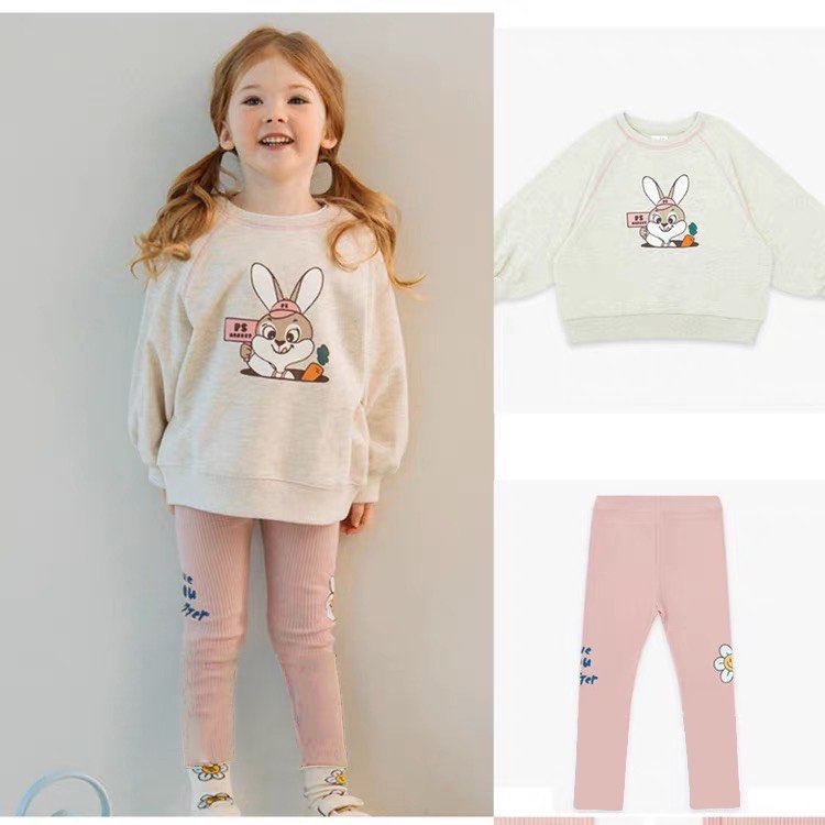 ✨MALINHKID✨BN072- Bộ nỉ legging THỎ CAROT trẻ e VNXK