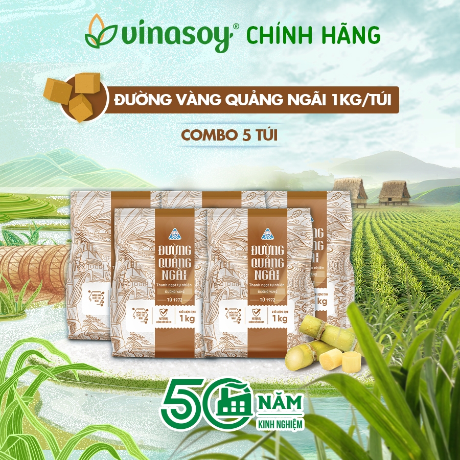 Combo 5 túi Đường vàng Đường Quảng Ngãi 1kg/túi