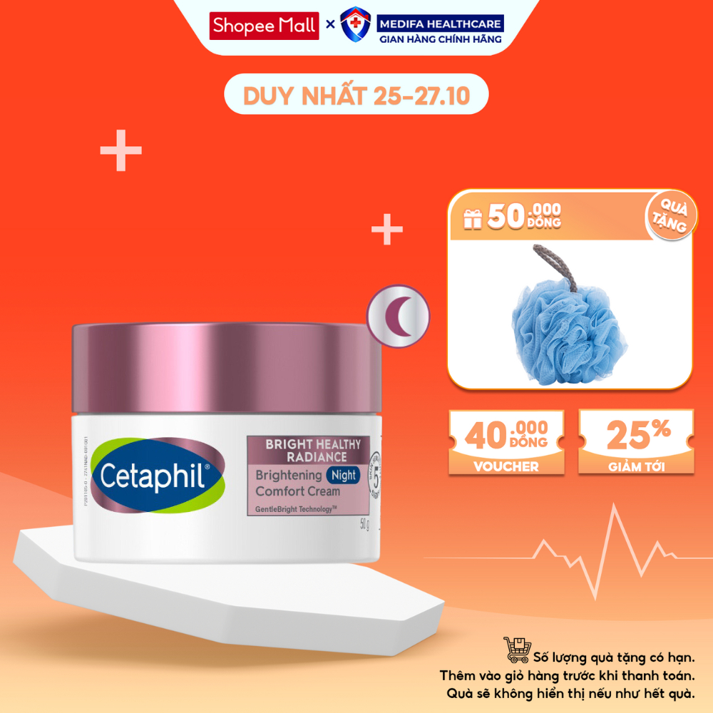Kem Dưỡng Ẩm Sáng Da Ban Đêm Cetaphil Bright Healthy Radiance Night Cream 50g Cho Da Nhạy Cảm
