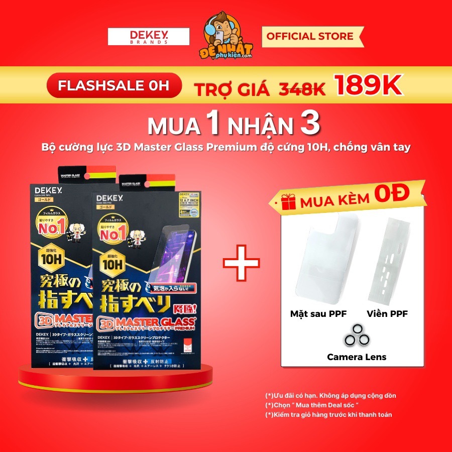 Kính Cường Lực 10H DEKEY 3D Master Glass Premium/ Chống nhìn trộm Cho iPhone X/11/12/13/14/15 Series