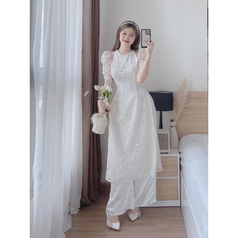 💫Set Áo Dài Ren Hoa Khoét Dự Tiệc Dạo Phố Trẻ Trung VSV Clothing