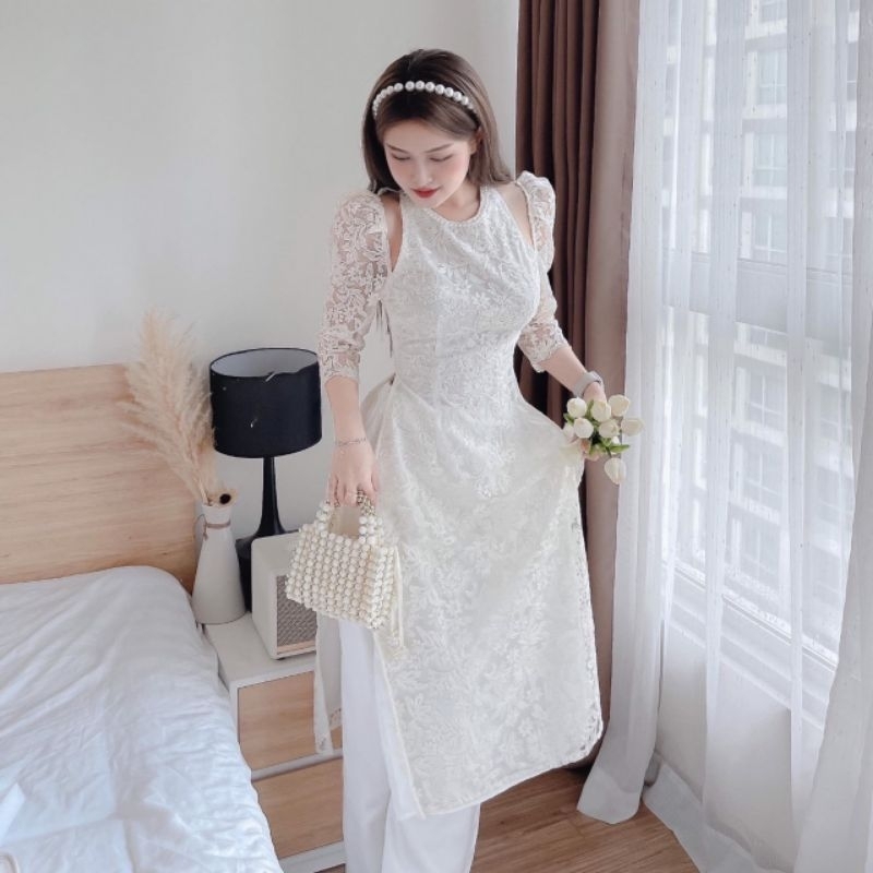💫Set Áo Dài Ren Hoa Khoét Dự Tiệc Dạo Phố Trẻ Trung VSV Clothing